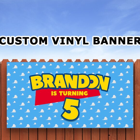 Custom Toy Story Birthday Banner, Personalized 3ft x 5ft Toy Story Banner - Picture 3 of 3